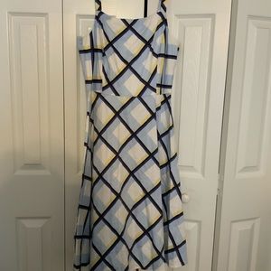 Established 1962 Size 12 Sun Dress Plaid Blue Yellow White Navy